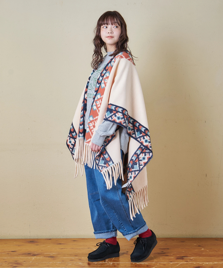 CUBE SUGAR(キューブシュガー) |【秋冬新作】オルテガ柄 フリンジ ショール