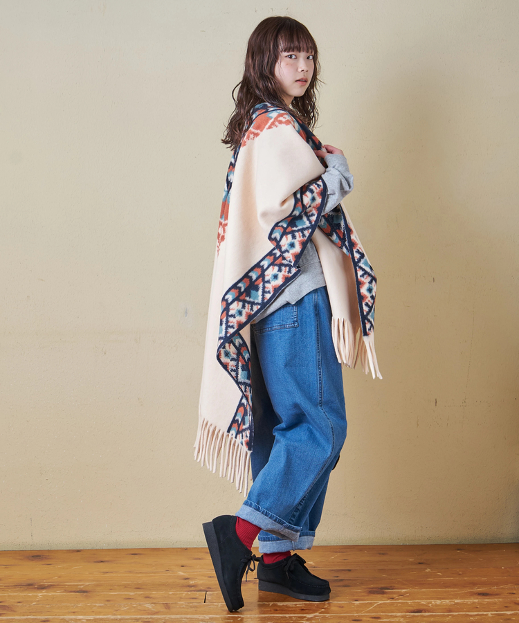 CUBE SUGAR(キューブシュガー) |【秋冬新作】オルテガ柄 フリンジ ショール