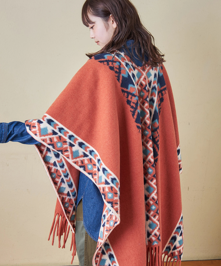 CUBE SUGAR(キューブシュガー) |【秋冬新作】オルテガ柄 フリンジ ショール