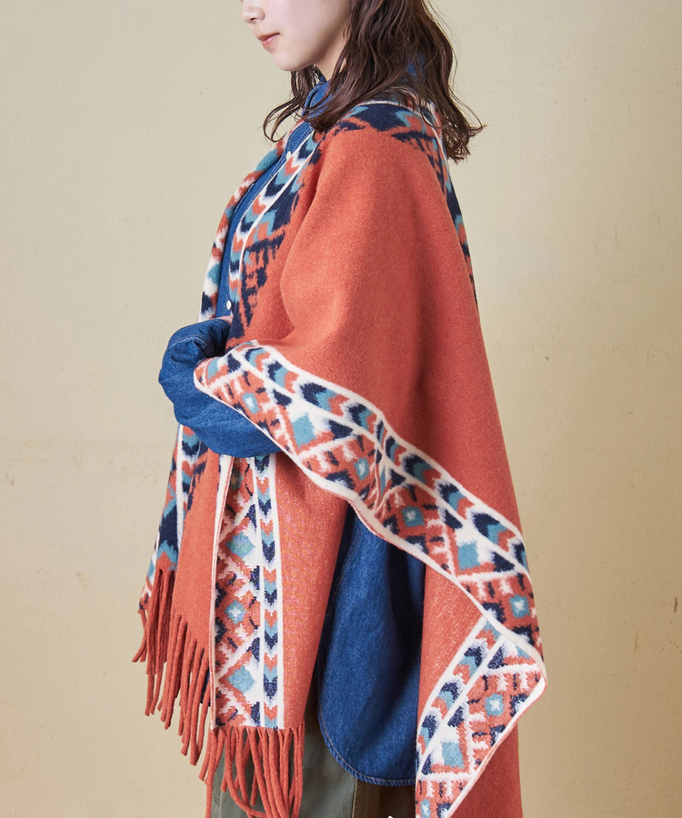 CUBE SUGAR(キューブシュガー) |【秋冬新作】オルテガ柄 フリンジ ショール
