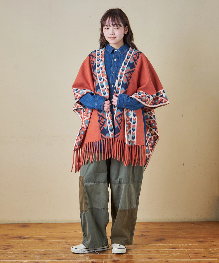 CUBE SUGAR(キューブシュガー) |【秋冬新作】オルテガ柄 フリンジ ショール