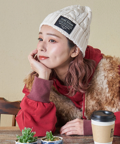 【秋冬新作】ケーブル編み ニット キャップ