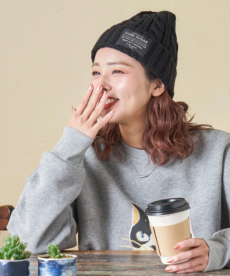 CUBE SUGAR(キューブシュガー) |【秋冬新作】ケーブル編み ニット キャップ