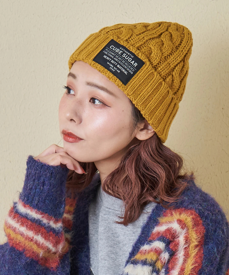 CUBE SUGAR(キューブシュガー) |【秋冬新作】ケーブル編み ニット キャップ