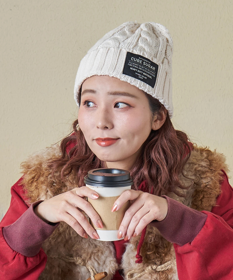CUBE SUGAR(キューブシュガー) |【秋冬新作】ケーブル編み ニット キャップ