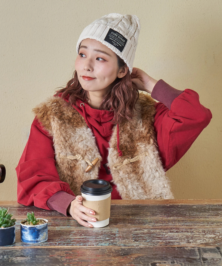 CUBE SUGAR(キューブシュガー) |【秋冬新作】ケーブル編み ニット キャップ