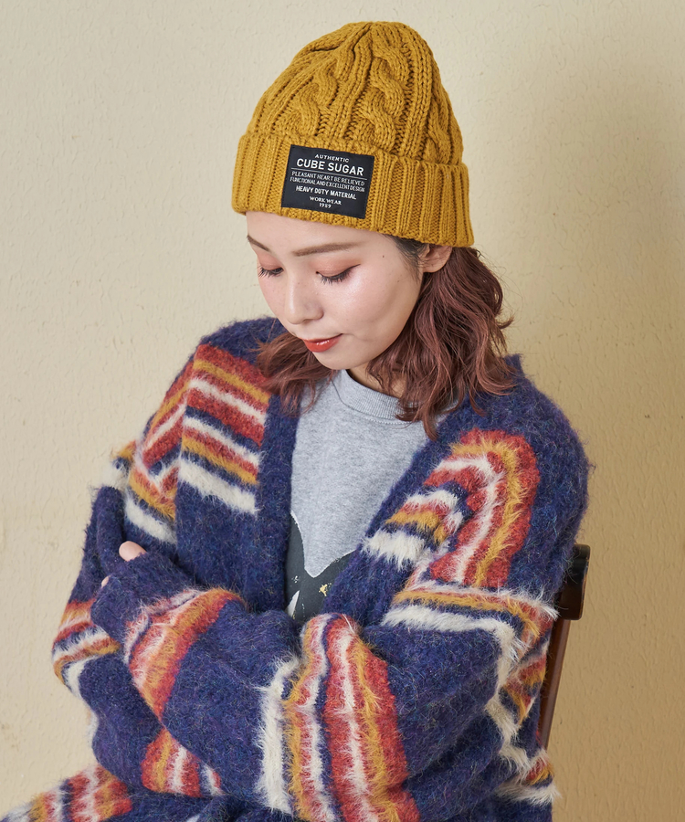 CUBE SUGAR(キューブシュガー) |【秋冬新作】ケーブル編み ニット キャップ