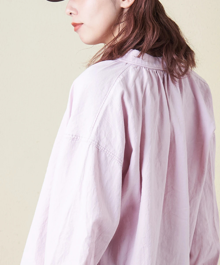 CUBE SUGAR(キューブシュガー) |【春新作8%分ポイントバック】ソフトツイル 無地 ギャザーシャツ