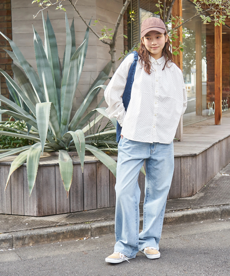 CUBE SUGAR(キューブシュガー) |【春新作8%分ポイントバック】ソフトツイル 総柄 プリント ギャザーシャツ