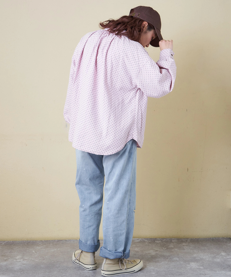 CUBE SUGAR(キューブシュガー) |【春新作8%分ポイントバック】ソフトツイル 総柄 プリント ギャザーシャツ