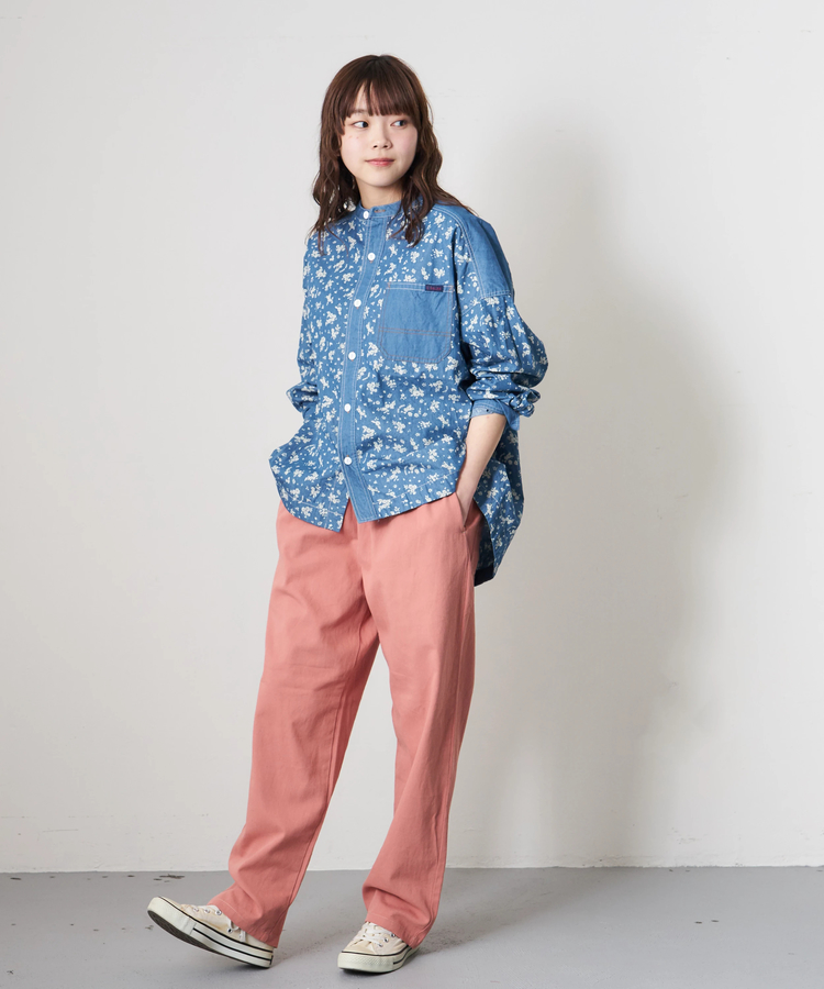 CUBE SUGAR(キューブシュガー) |【春新作8%分ポイントバック】ライトデニム 抜染プリント ビッグシャツ