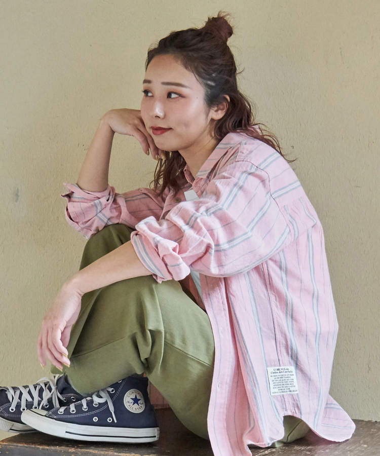 CUBE SUGAR(キューブシュガー) |【春新作8%分ポイントバック】ストライプ レギュラーシャツ