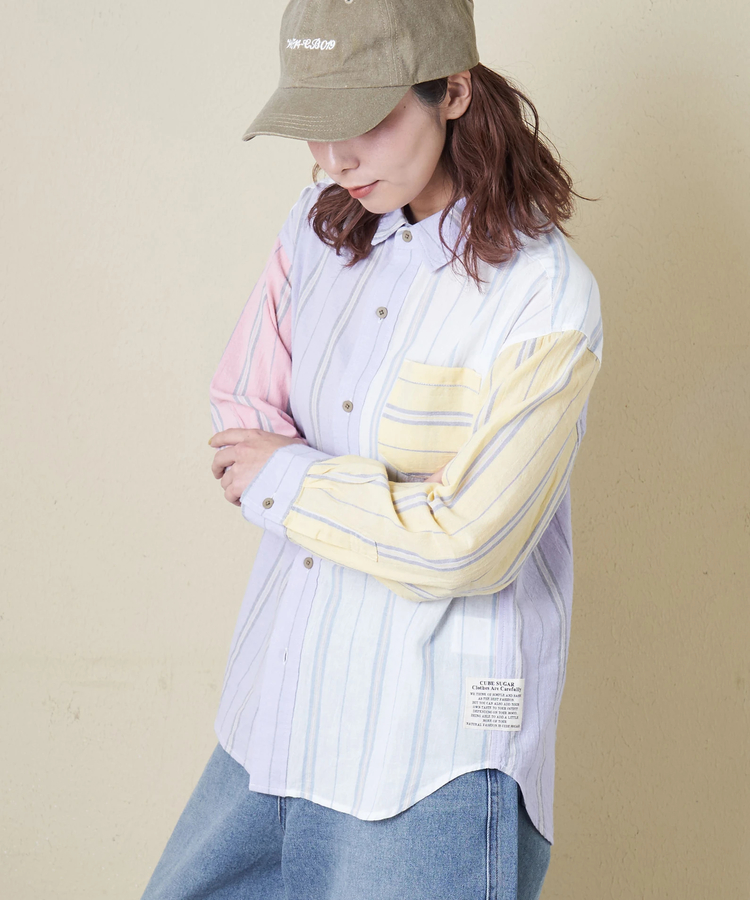 CUBE SUGAR(キューブシュガー) |【春新作8%分ポイントバック】ストライプ レギュラーシャツ