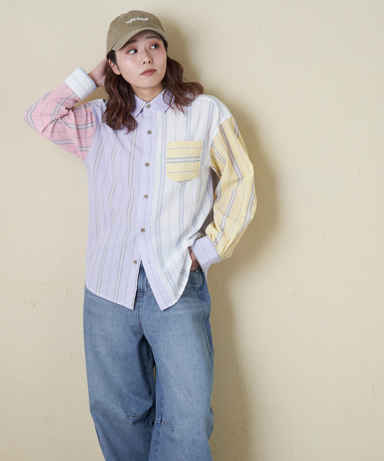 CUBE SUGAR(キューブシュガー) |【春新作8%分ポイントバック】ストライプ レギュラーシャツ