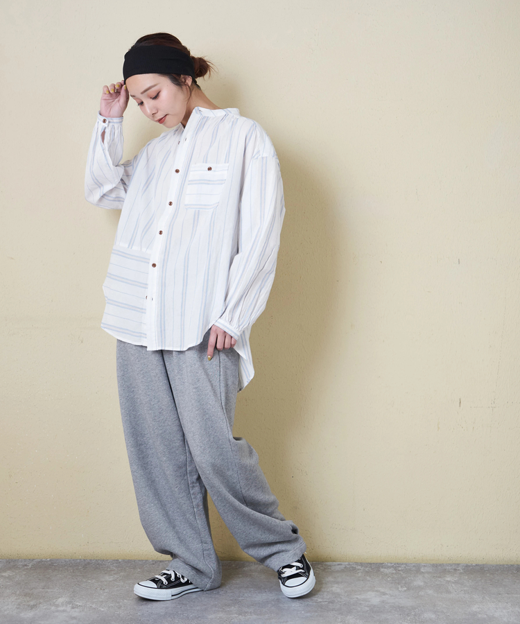 CUBE SUGAR(キューブシュガー) |【春新作8%分ポイントバック】ストライプ ギャザー チュニック シャツ