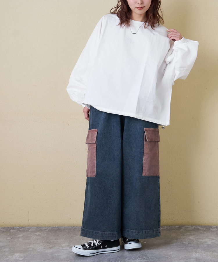 CUBE SUGAR(キューブシュガー) |【春新作】リブ使い ドルマン プルオーバーシャツ