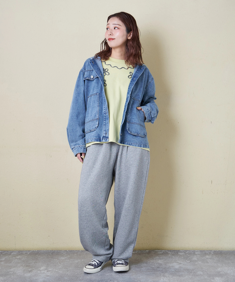 CUBE SUGAR(キューブシュガー) |【春新作8%分ポイントバック】デニム × ヒッコリー フード付 ジャケット