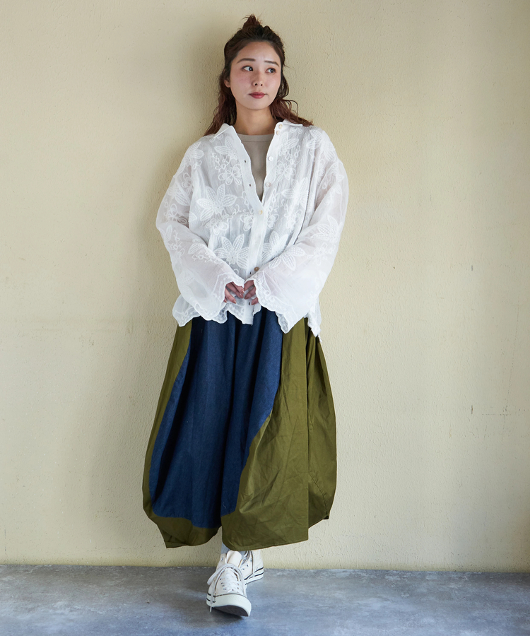 CUBE SUGAR(キューブシュガー) |【春新作】花柄 刺繍 シアー シャツ