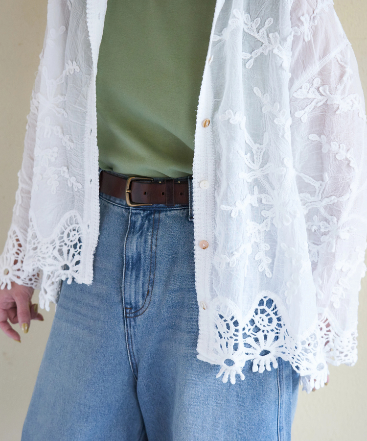 CUBE SUGAR(キューブシュガー) |【春新作】花柄 レース シアー シャツ