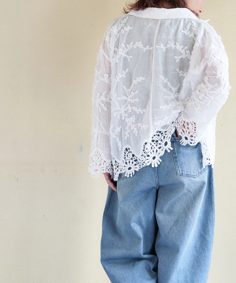 CUBE SUGAR(キューブシュガー) |【春新作】花柄 レース シアー シャツ