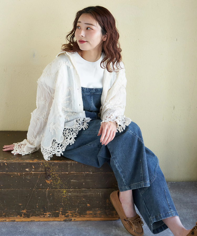 CUBE SUGAR(キューブシュガー) |【春新作】花柄 レース シアー シャツ