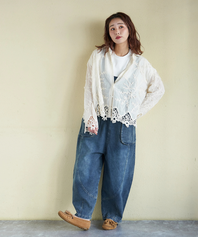 CUBE SUGAR(キューブシュガー) |【春新作】花柄 レース シアー シャツ