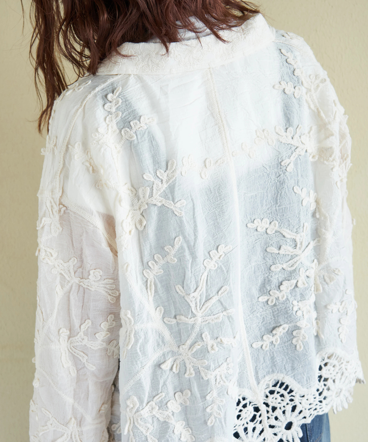 CUBE SUGAR(キューブシュガー) |【春新作】花柄 レース シアー シャツ