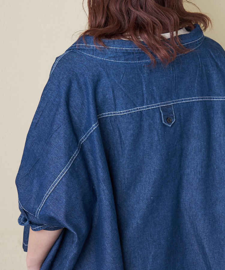 CUBE SUGAR(キューブシュガー) |【春新作】デニム ９分袖 ドルマン ショート丈 シャツ