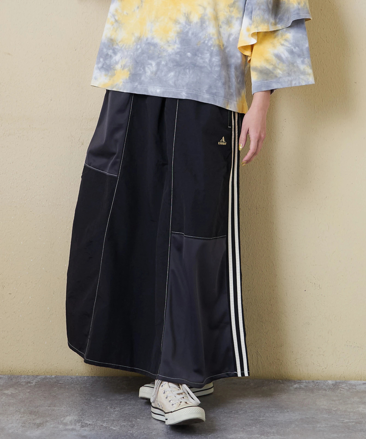 CUBE SUGAR(キューブシュガー) |【春新作ポイント2倍(2/10まで)】ナイロン × ジャージー ライン ギャザースカート