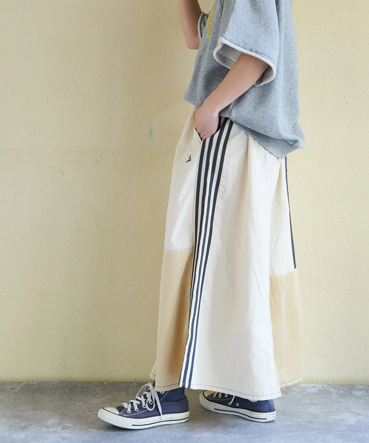 CUBE SUGAR(キューブシュガー) |【春新作ポイント2倍(2/10まで)】ナイロン × ジャージー ライン ギャザースカート