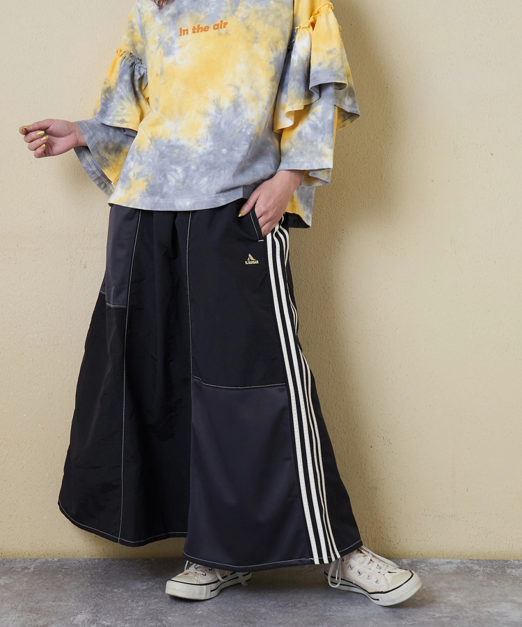 CUBE SUGAR(キューブシュガー) |【春新作ポイント2倍(2/10まで)】ナイロン × ジャージー ライン ギャザースカート