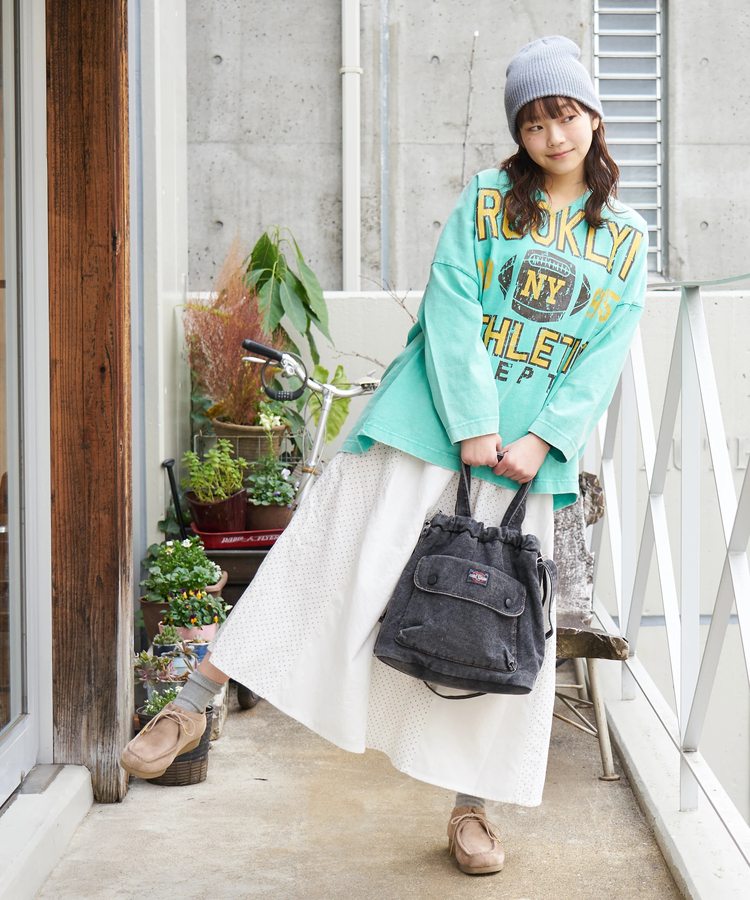 CUBE SUGAR(キューブシュガー) |【春新作8%分ポイントバック】ソフトツイル 総柄 プリント 切替 ギャザースカート