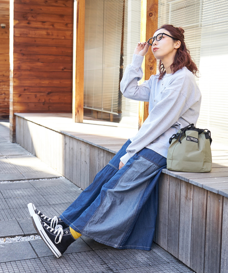 CUBE SUGAR(キューブシュガー) |【春新作8%分ポイントバック】ライトデニム 切替 ギャザースカート