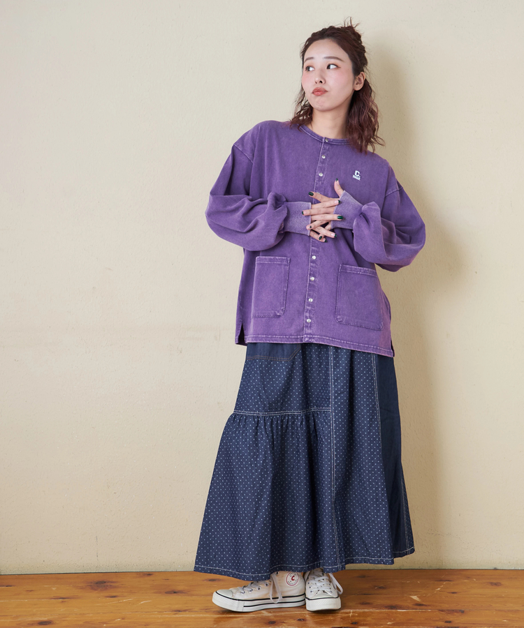 CUBE SUGAR(キューブシュガー) |≪インスタグラム先行公開！1/19販売予定≫【春新作8%分ポイントバック】ライトデニム 抜染プリント 切替 ギャザースカート