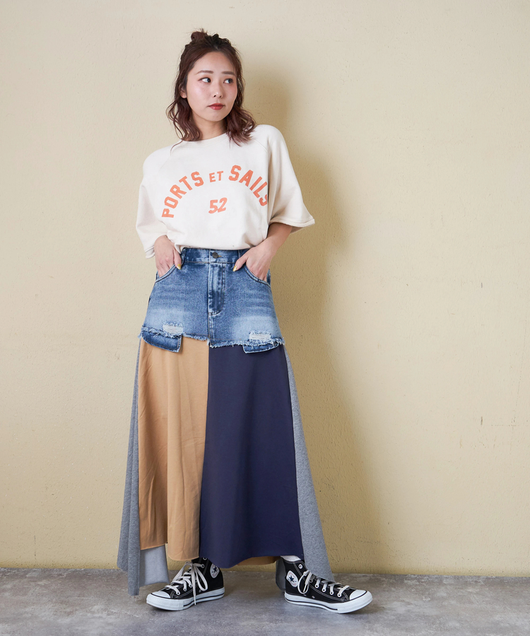 CUBE SUGAR(キューブシュガー) |【春新作】デニム × ジャージ クレイジー スカート