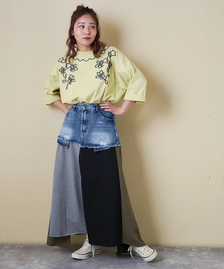 CUBE SUGAR(キューブシュガー) |【春新作】デニム × ジャージ クレイジー スカート