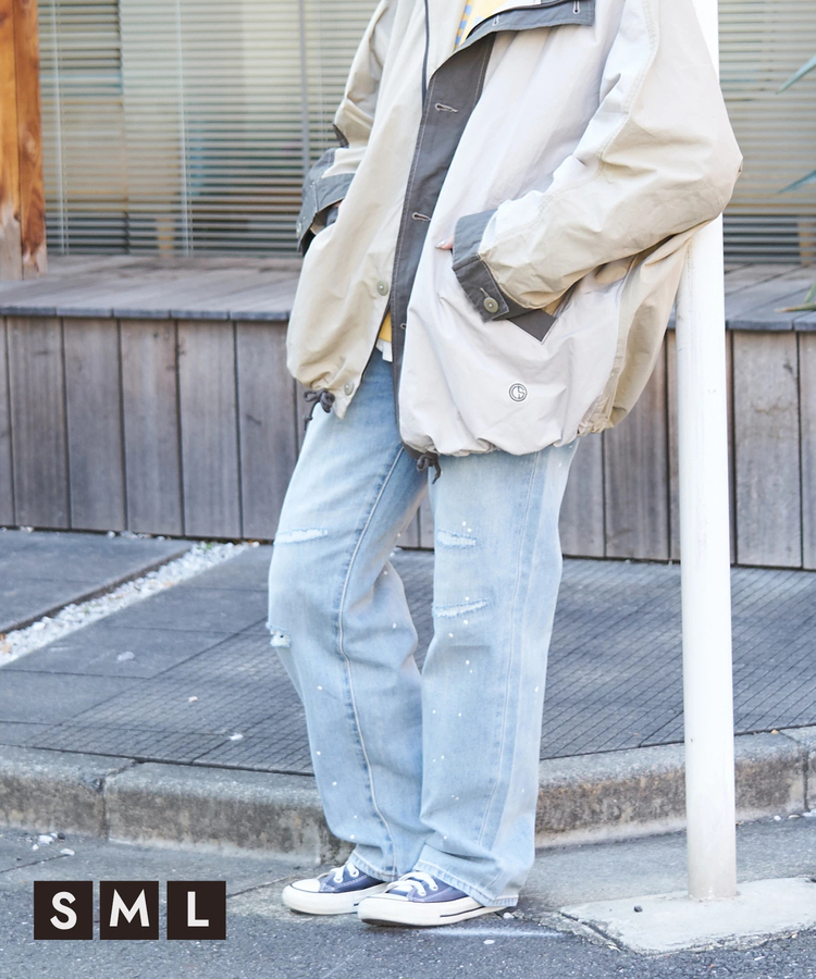 CUBE SUGAR(キューブシュガー) |【春新作8%分ポイントバック】10オンス デニム ダメージ ストレート パンツ