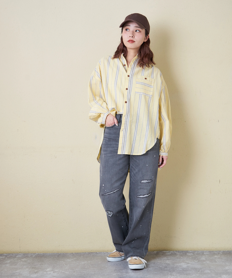 CUBE SUGAR(キューブシュガー) |【春新作8%分ポイントバック】10オンス デニム ダメージ ストレート パンツ