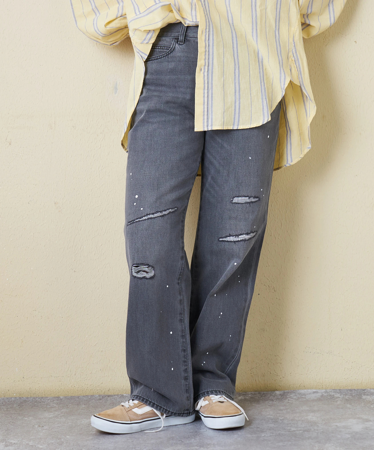 CUBE SUGAR(キューブシュガー) |【春新作8%分ポイントバック】10オンス デニム ダメージ ストレート パンツ