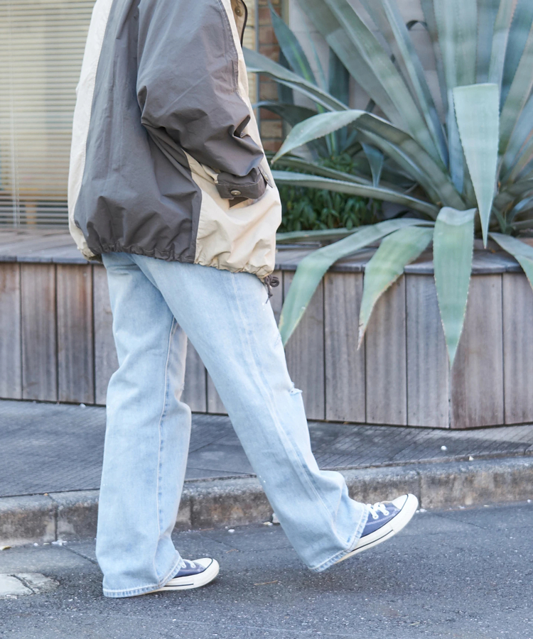 CUBE SUGAR(キューブシュガー) |【春新作8%分ポイントバック】10オンス デニム ダメージ ストレート パンツ