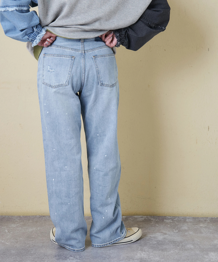 CUBE SUGAR(キューブシュガー) |【春新作8%分ポイントバック】10オンス デニム ダメージ ストレート パンツ