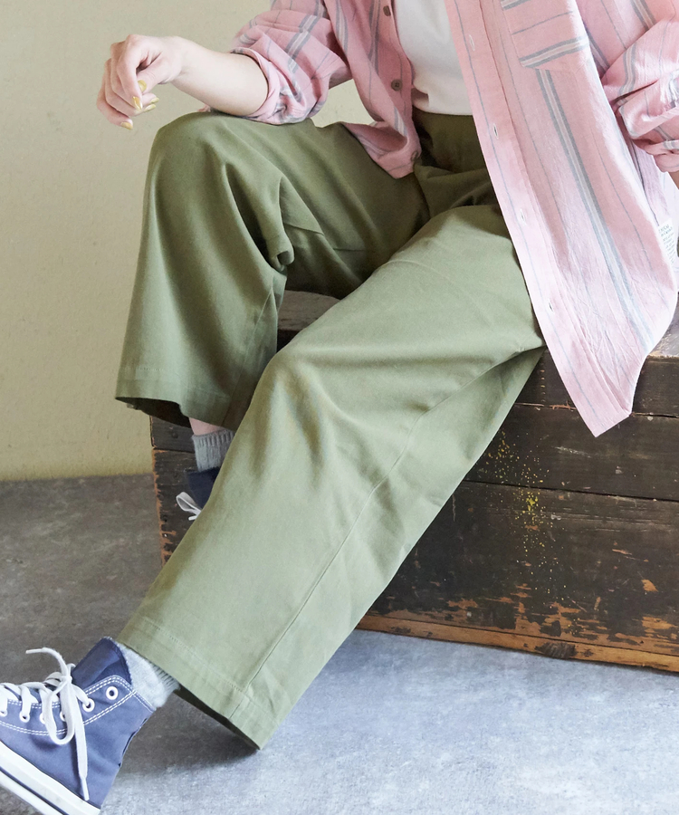 CUBE SUGAR(キューブシュガー) |【春新作】コットン ツイル ワイドパンツ