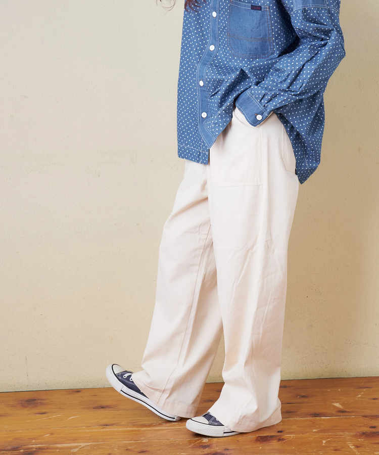 CUBE SUGAR(キューブシュガー) |【春新作】コットン ツイル ワイドパンツ