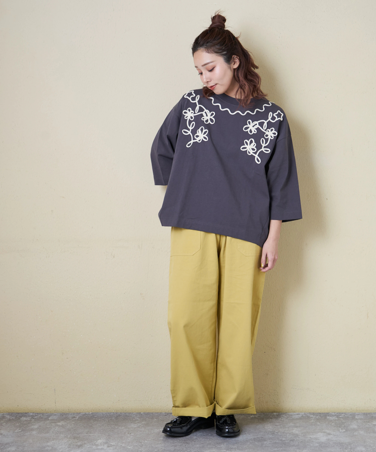 CUBE SUGAR(キューブシュガー) |【春新作】コットン ツイル ワイドパンツ