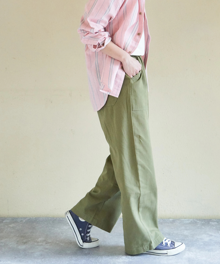 CUBE SUGAR(キューブシュガー) |【春新作】コットン ツイル ワイドパンツ