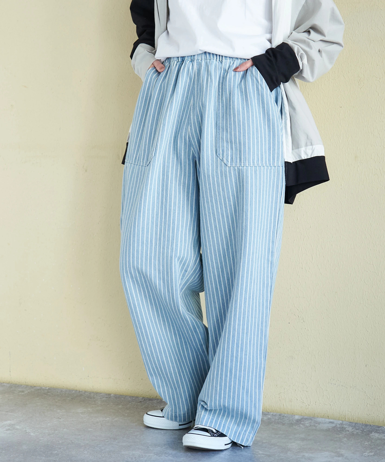 CUBE SUGAR(キューブシュガー) |【春新作】ヒッコリー ワイドパンツ