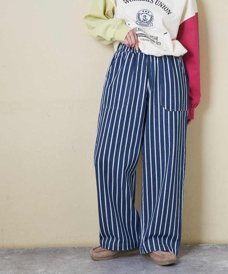 CUBE SUGAR(キューブシュガー) |【春新作】ヒッコリー ワイドパンツ