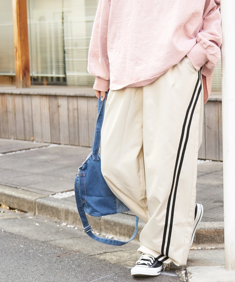 CUBE SUGAR(キューブシュガー) |【春新作8%分ポイントバック】ナイロン イージー ライン パンツ