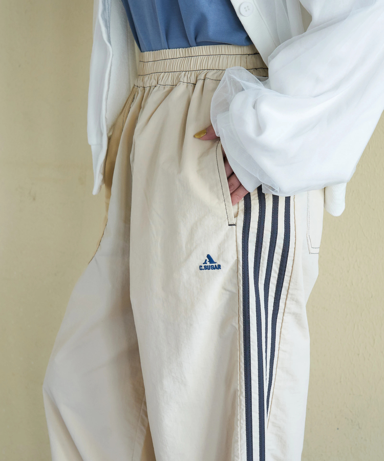 CUBE SUGAR(キューブシュガー) |【春新作ポイント2倍(2/10まで)】ナイロン × ジャージー ライン トラックパンツ