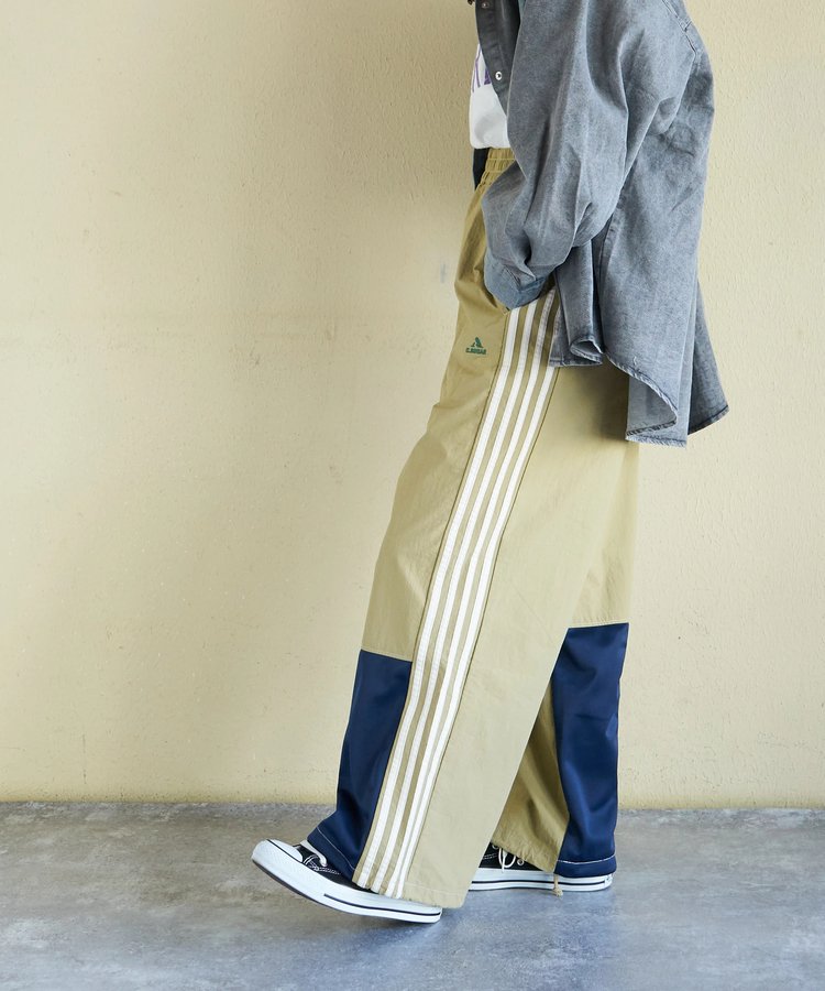 CUBE SUGAR(キューブシュガー) |【春新作ポイント2倍(2/10まで)】ナイロン × ジャージー ライン トラックパンツ